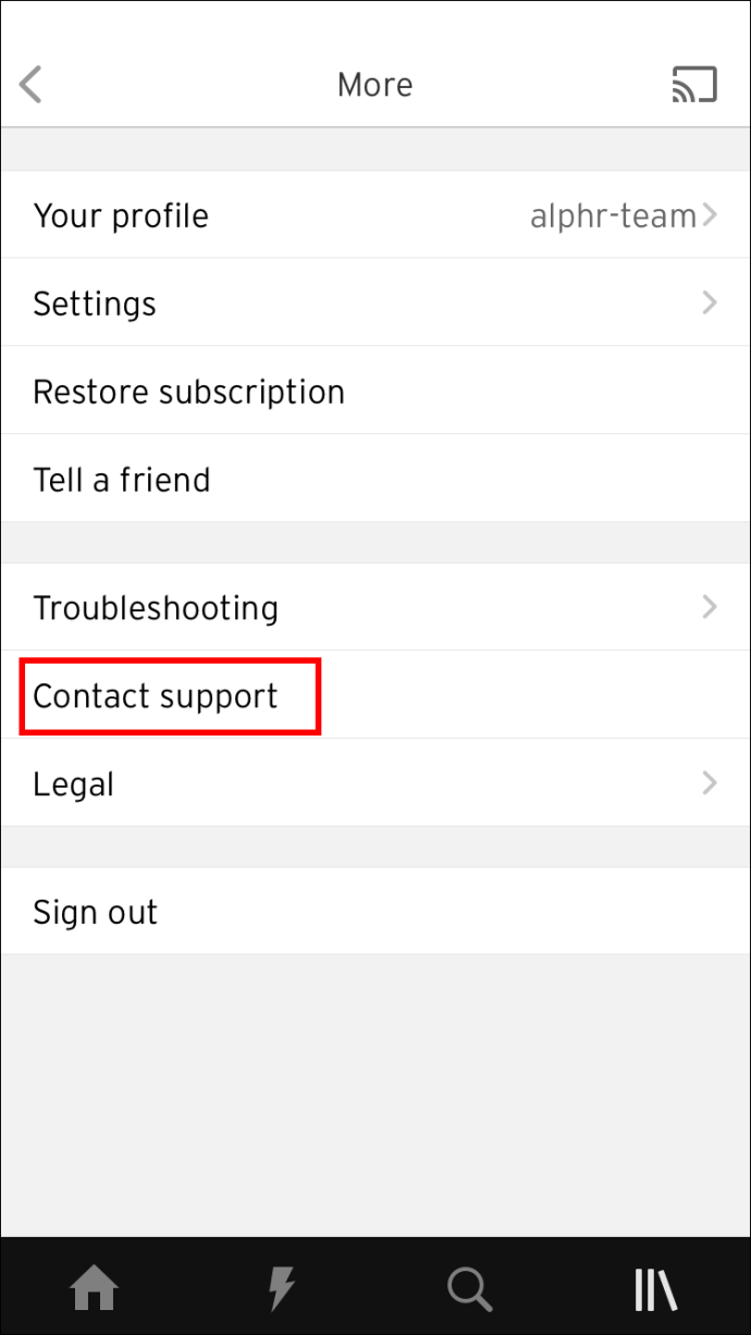 contact support